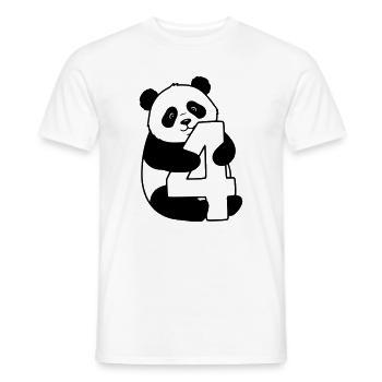 Panda mit Zahl 4 Cartoon Illustration - Männer T-Shirt - Weiß - Vorne - AI Model Male 178 dark (178cm)