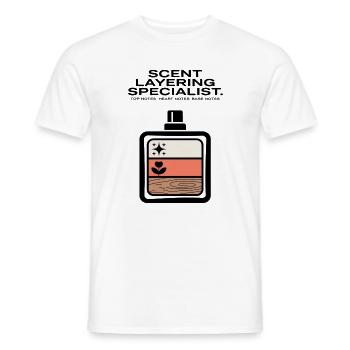 Scent Layering Top Heart Base Notes - Men's T-Shirt - white - Front - AI Model Male 178 dark (178cm)