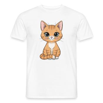 Kitten Cartoon: Orange Striped Fur - Men's T-Shirt - white - Front - AI Model Male 178 dark (178cm)