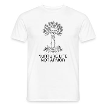 Nurture Life Not Armor - Anti War Peace Tree - Men's T-Shirt - white - Front - AI Model Male 178 dark (178cm)