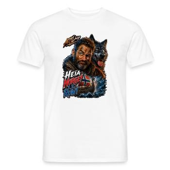 Heia Norge Norwegen Fan Wikinger Wolf Row Motiv - Männer T-Shirt - Weiß - Vorne - AI Model Male 178 dark (178cm)