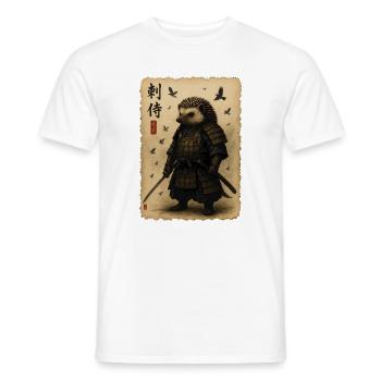 Igel-Samurai auf Pergament - Männer T-Shirt - Weiß - Vorne - AI Model Male 178 dark (178cm)