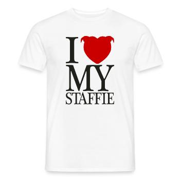 Ich liebe meinen Staffie mit Herzkopf - 008b - Männer T-Shirt - Weiß - Vorne - AI Model Male 178 dark (178cm)