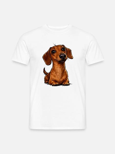 Liebenswerter Dackel Cartoon - Männer T-Shirt - Weiß