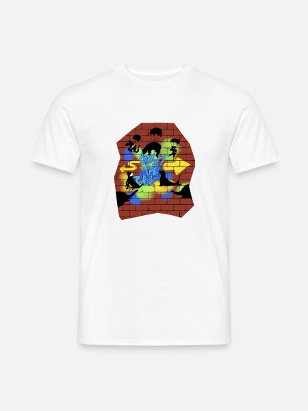 Tierliebe Tierschutz im Kunst Graffiti Stil - Männer T-Shirt - Weiß
