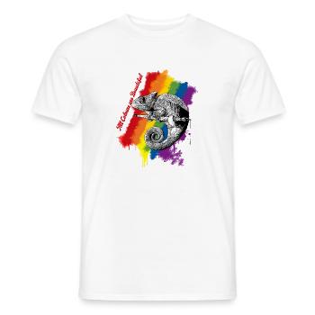 All Colours are Beautiful – Chamäleon Rainbow - Männer T-Shirt - Weiß - Vorne - AI Model Male 178 dark (178cm)