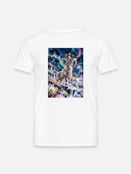 Kosmischer Steinbock im Sternmeer - Männer T-Shirt - Weiß