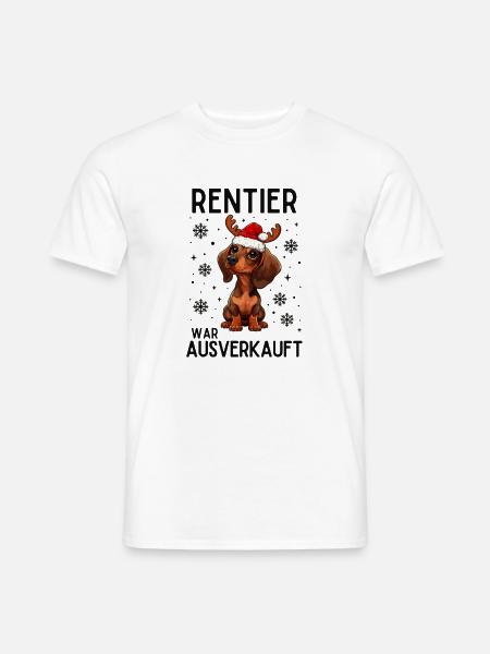 Rentier-Dackel Weihnachtshund - Männer T-Shirt - Weiß