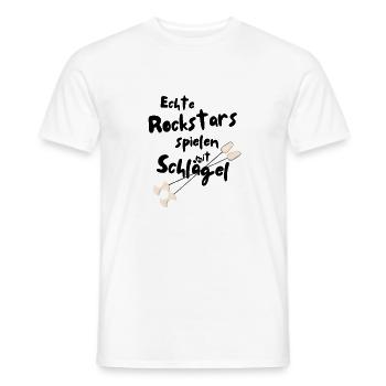 Echte Rockstars spielen mit Schlägel - Männer T-Shirt - Weiß - Vorne - AI Model Male 178 dark (178cm)