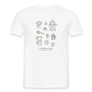 Ein Kaffee am Morgen – Lustiger Kaffee Spruch  - Männer T-Shirt - Weiß - Vorne - AI Model Male 178 dark (178cm)