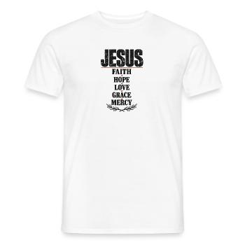 Jesus Glaube Hoffnung Liebe Gnade Barmherzigkeit - Männer T-Shirt - Weiß - Vorne - AI Model Male 178 dark (178cm)