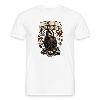 RobVibe Wild Club – Kümmer mich um meine eigenen Angelegenheiten, Dachs - Männer T-Shirt - Weiß - Vorne - AI Model Male 178 dark (178cm)