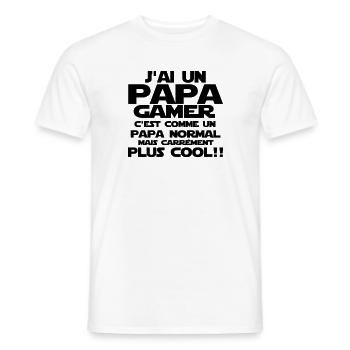 j'ai un papa gamer - T-shirt homme - blanc - Devant - AI Model Male 178 dark (178cm)