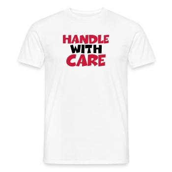 Handle with care - Männer T-Shirt - Weiß - Vorne - AI Model Male 178 dark (178cm)