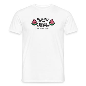Weil mir Gewalt nicht schmeckt Wassermelone Pixel - Männer T-Shirt - Weiß - Vorne - AI Model Male 178 dark (178cm)