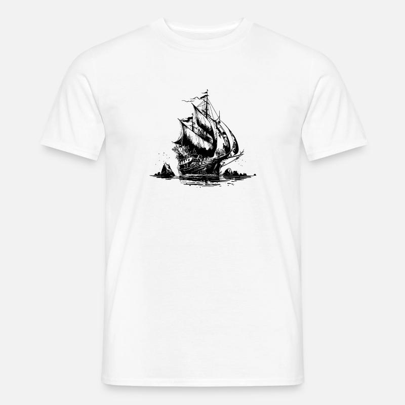 Veliero con vele per marinai e capitani - T-shirt uomo - bianco