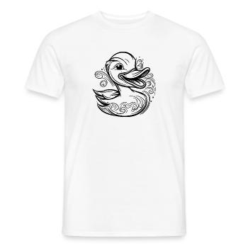 Canard nageur mignon avec un sourire amusant - T-shirt homme - blanc - Devant - AI Model Male 178 dark (178cm)