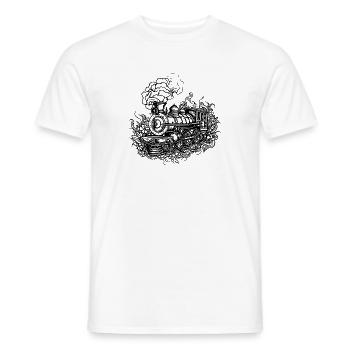 Modélisme ancienne locomotive ferroviaire locomotive à vapeur - T-shirt homme - blanc - Devant - AI Model Male 178 dark (178cm)