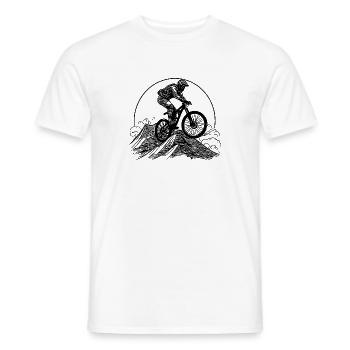 Mountain peak mountain biker with bike - Men's T-Shirt - white - Front - AI Model Male 178 dark (178cm)