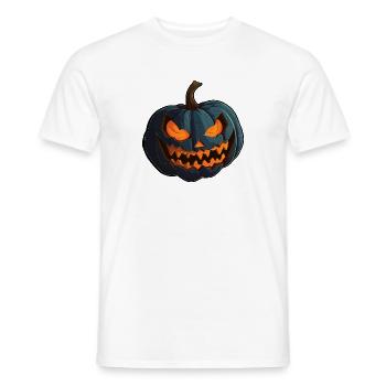 Kürbis mit gruseligen glühende Halloween Augen - Männer T-Shirt - Weiß - Vorne - AI Model Male 178 dark (178cm)