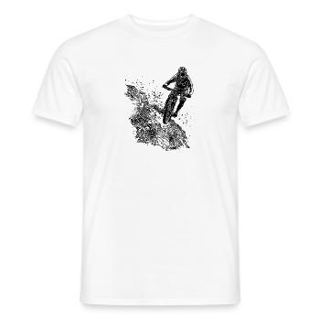 Mountainbiker Fahrrad Berg Schotter Abfahrt - Männer T-Shirt - Weiß - Vorne - AI Model Male 178 dark (178cm)