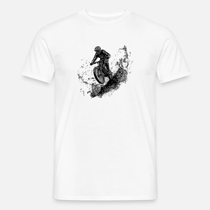 Regen Radfahrer Schlamm Wald Abfahrt - Männer T-Shirt - Weiß