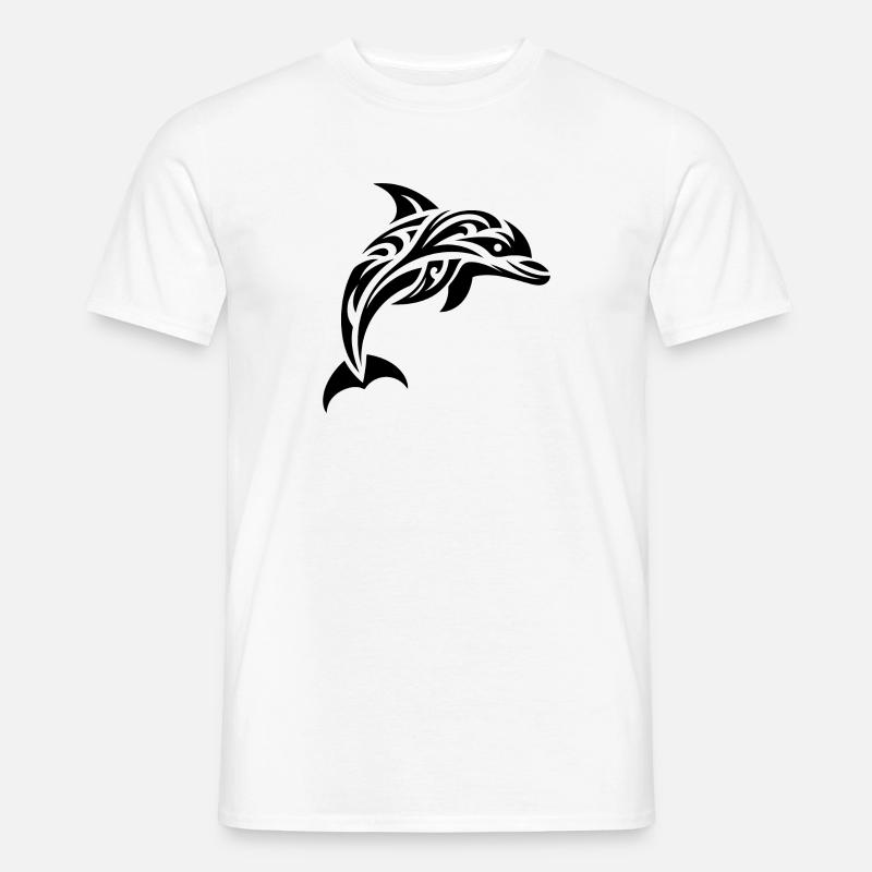 Springender süßer Tattoo Delfin - Männer T-Shirt - Weiß