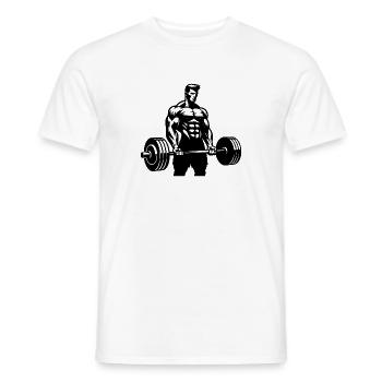 Ehrgeiziger ambitionierter Sportler mit Langhantel - Männer T-Shirt - Weiß - Vorne - AI Model Male 178 dark (178cm)