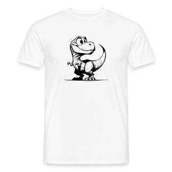 Freundlich lächelnder T-Rex Dino Zeichnung - Männer T-Shirt - Weiß - Vorne - AI Model Male 178 dark (178cm)