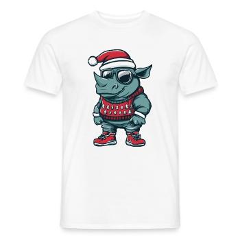 Nashorn Weihnachten X-Mas - Männer T-Shirt - Weiß - Vorne - AI Model Male 178 dark (178cm)