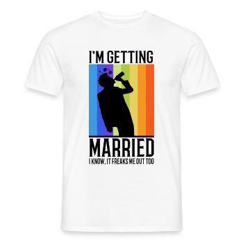 Je me marie, je sais, ça me fait peur aussi - T-shirt homme - blanc - Devant - AI Model Male 178 dark (178cm)