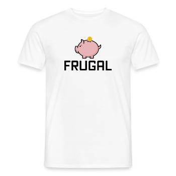 Frugal - Frugalist Frugalism save piggy bank - Men's T-Shirt - white - Front - AI Model Male 178 dark (178cm)