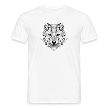 Loup Géométrique - T-shirt homme - blanc - Devant - AI Model Male 178 dark (178cm)