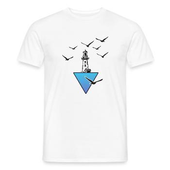 meer moin moin meerweh lighthouse on the coast - Men's T-Shirt - white - Front - AI Model Male 178 dark (178cm)