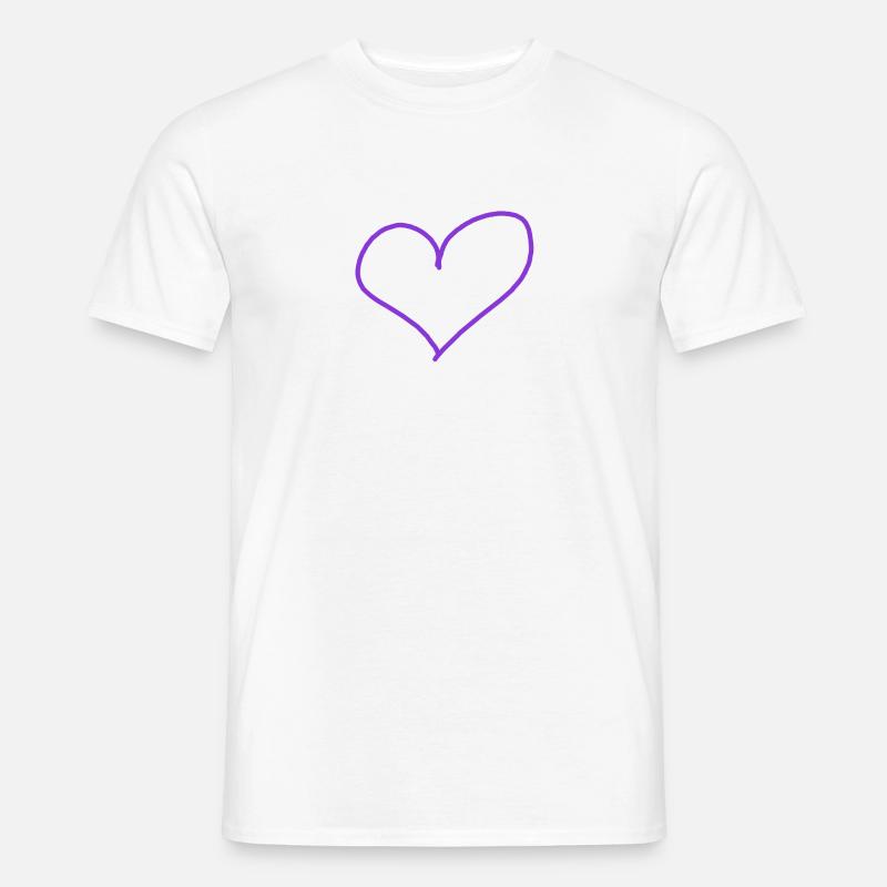 Lila Herz Geschenkidee Geschenk Idee - Männer T-Shirt - Weiß