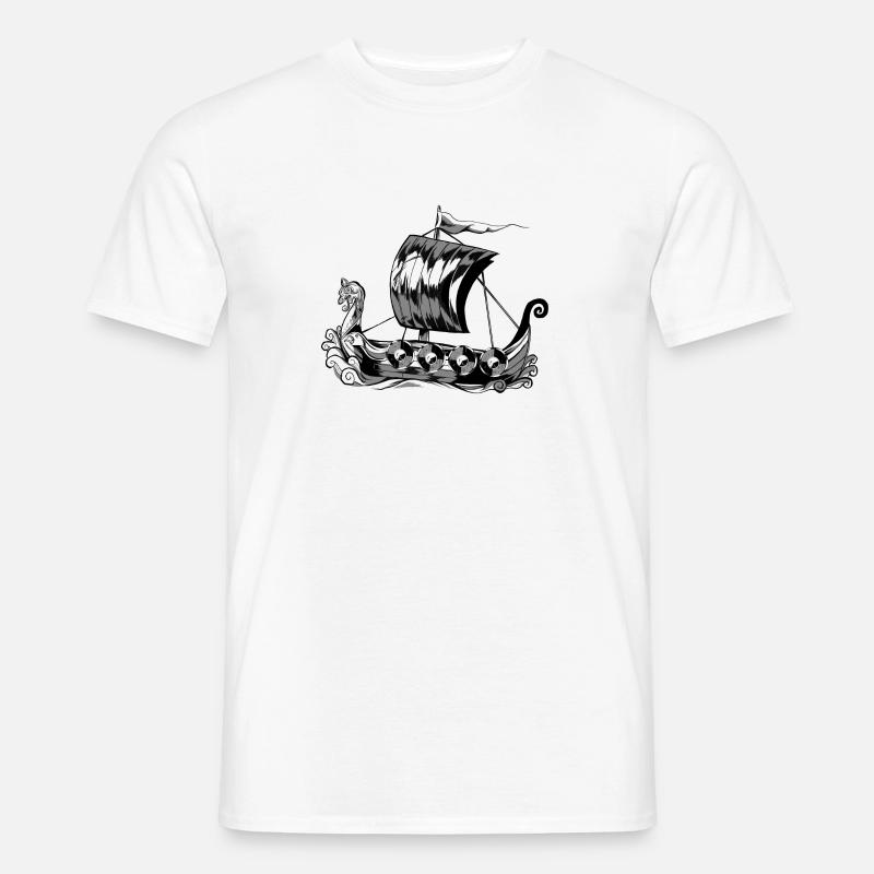 Wikingerschiff Wikinger Boot Vikinger Schiff - Männer T-Shirt - Weiß