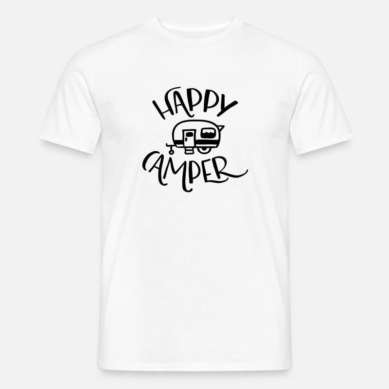 HAPPY CAMPER - Männer T-Shirt - Weiß