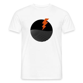 abstract geometric waves lightning eath - Men's T-Shirt - white - Front - AI Model Male 178 dark (178cm)