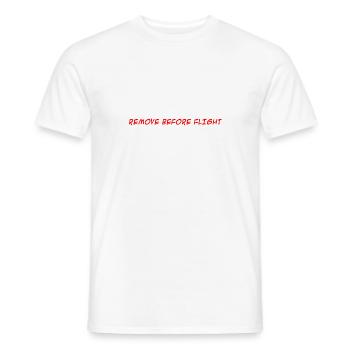REMOVE BEFORE FLIGHT - Männer T-Shirt - Weiß - Vorne - AI Model Male 178 dark (178cm)