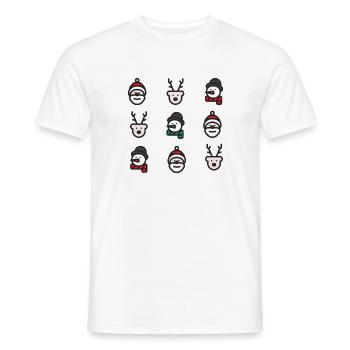 minimalistic christmas with rudolph santa snowman - Men's T-Shirt - white - Front - AI Model Male 178 dark (178cm)