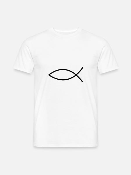 Jesus Fisch Symbol - Ichthys Christliches Symbol - Männer T-Shirt - Weiß