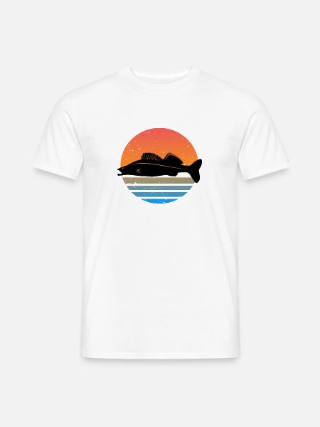 Retro Zander Angel Angler Raubfisch Geschenk Fisch - Männer T-Shirt - Weiß