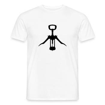 Bottle Opener Flaschenoeffner Wein Wine - Men's T-Shirt - white - Front - AI Model Male 178 dark (178cm)