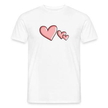 three hearts heart pink Valentine's Day love - Men's T-Shirt - white - Front - AI Model Male 178 dark (178cm)