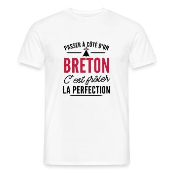 Breton et perfection / cadeau breton - T-shirt homme - blanc - Devant - AI Model Male 178 dark (178cm)