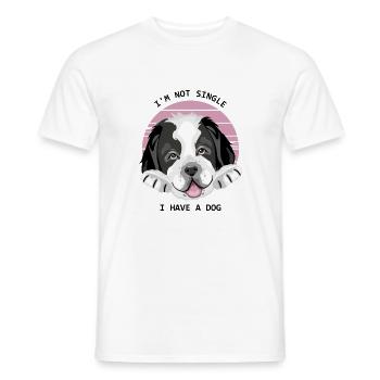 Saint Bernard puppy dog. I am not single - Men's T-Shirt - white - Front - AI Model Male 178 dark (178cm)