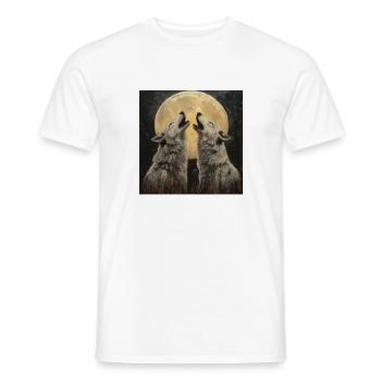 Wolves in front of the moon - Men's T-Shirt - white - Front - AI Model Male 178 dark (178cm)