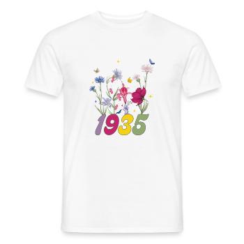 Année de naissance 1935 fleurs sauvages - T-shirt homme - blanc - Devant - AI Model Male 178 dark (178cm)