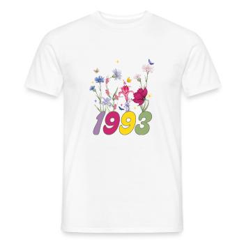 Geburtsjahr 1993 Wildblumen - Männer T-Shirt - Weiß - Vorne - AI Model Male 178 dark (178cm)