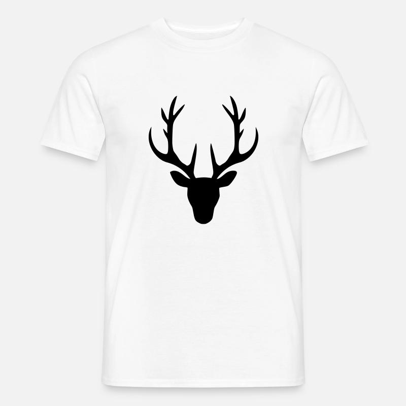 Hirsch Geweih Kopf Vektor - Männer T-Shirt - Weiß